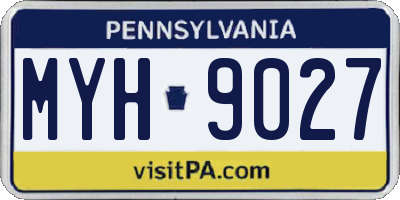PA license plate MYH9027