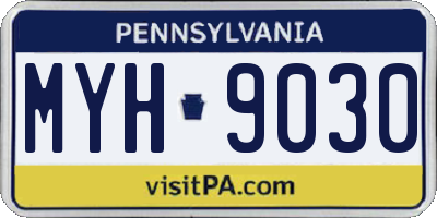 PA license plate MYH9030