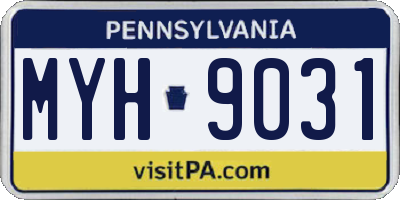 PA license plate MYH9031