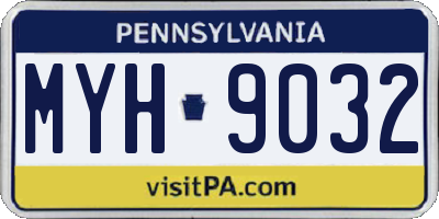PA license plate MYH9032