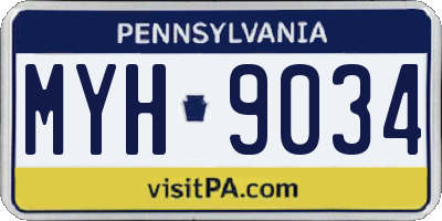 PA license plate MYH9034