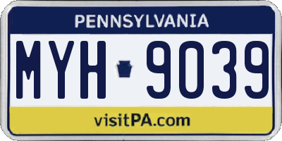 PA license plate MYH9039