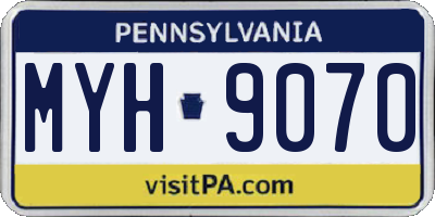 PA license plate MYH9070