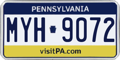 PA license plate MYH9072