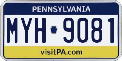 PA license plate MYH9081