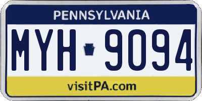 PA license plate MYH9094