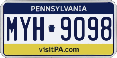 PA license plate MYH9098