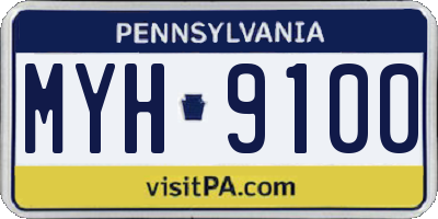 PA license plate MYH9100