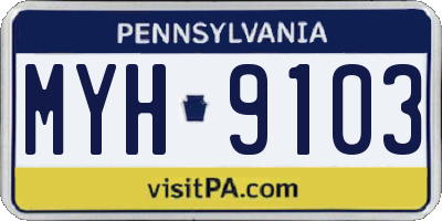 PA license plate MYH9103