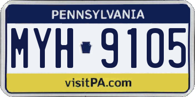 PA license plate MYH9105