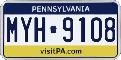 PA license plate MYH9108
