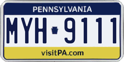 PA license plate MYH9111