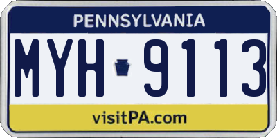 PA license plate MYH9113