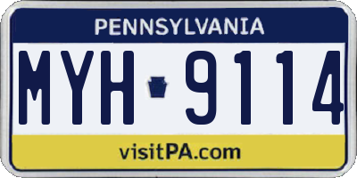 PA license plate MYH9114