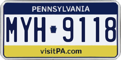 PA license plate MYH9118