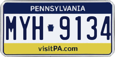 PA license plate MYH9134