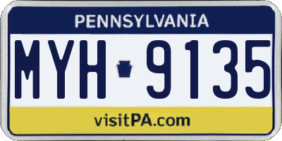 PA license plate MYH9135