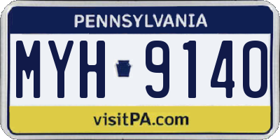 PA license plate MYH9140