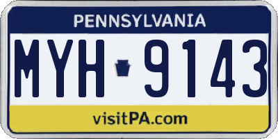 PA license plate MYH9143