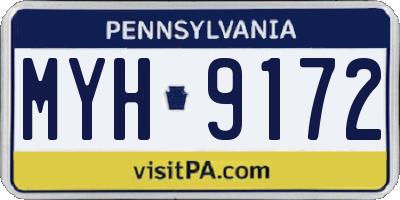 PA license plate MYH9172