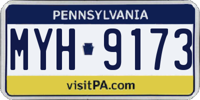 PA license plate MYH9173