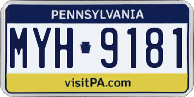 PA license plate MYH9181