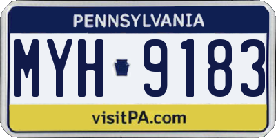 PA license plate MYH9183
