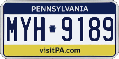 PA license plate MYH9189