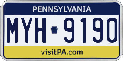PA license plate MYH9190