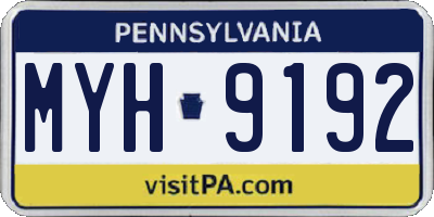 PA license plate MYH9192