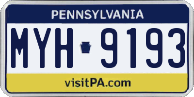 PA license plate MYH9193