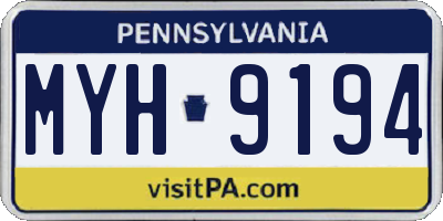 PA license plate MYH9194