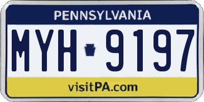 PA license plate MYH9197