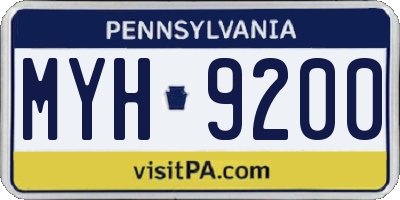PA license plate MYH9200