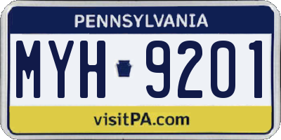 PA license plate MYH9201