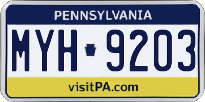 PA license plate MYH9203