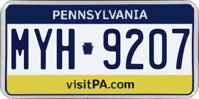 PA license plate MYH9207