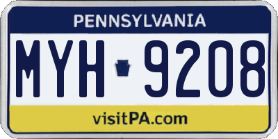 PA license plate MYH9208