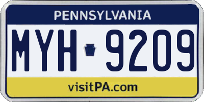 PA license plate MYH9209