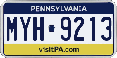 PA license plate MYH9213