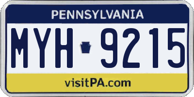 PA license plate MYH9215