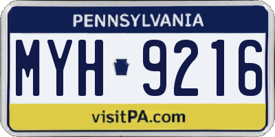 PA license plate MYH9216