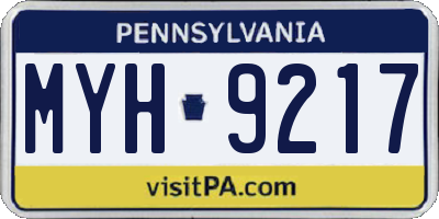 PA license plate MYH9217