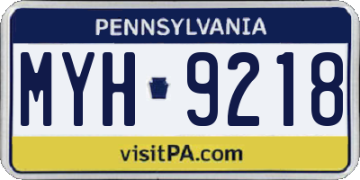 PA license plate MYH9218