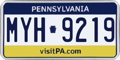 PA license plate MYH9219