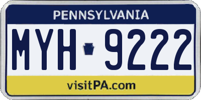 PA license plate MYH9222