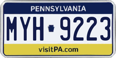 PA license plate MYH9223