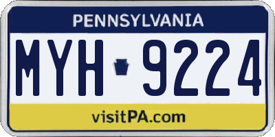 PA license plate MYH9224
