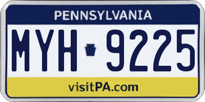 PA license plate MYH9225