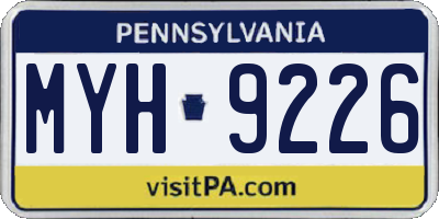 PA license plate MYH9226